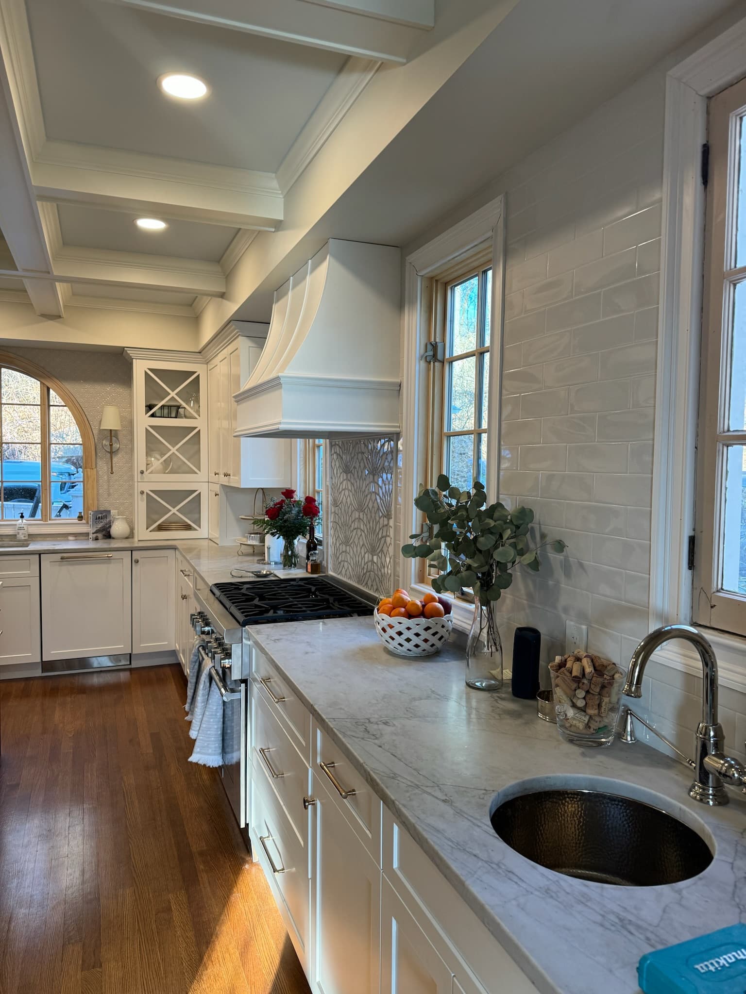 Kitchen island with prep sink and seating